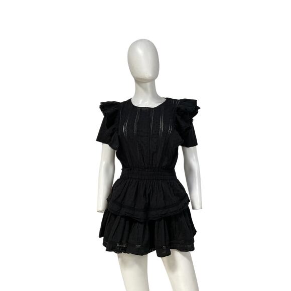Loveshackfancy 'Natasha' Black Cotton Mini Dress Size P - Picture 1 of 4